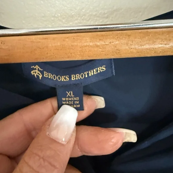 Brook Brothers Elegant Navy Blue Women's long sleeve  blouse size XL - Picture 4 of 9